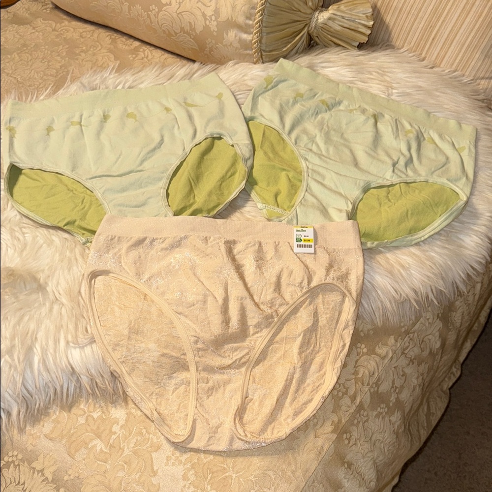 Steinmart Panties Size XL Women's Intimates Set - Cream and Green